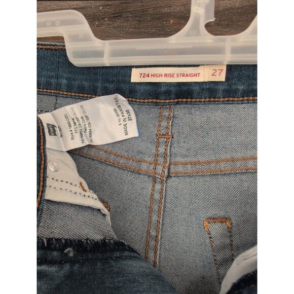 Levi's 724 High Rise Straight Leg Jeans Dark Wash Size 27 - Picture 3 of 7